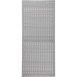 Sticker, Zahlen, Blatt 10x23 cm, Silber, 1 Bl. [HOB-170221]