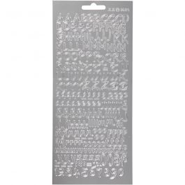 Autocollants, alphabet, feuille 10x23 cm, argent, 1 flles [HOB-170227]