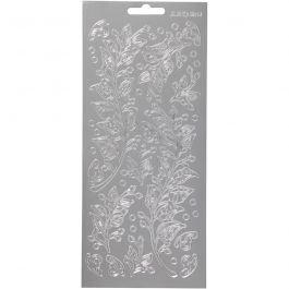 Autocollants, feuilles, feuille 10x23 cm, argent, 1 flles [HOB-170239]