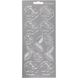 Sticker, Rosen, Blatt 10x23 cm, Silber, 1 Bl. [HOB-170245]