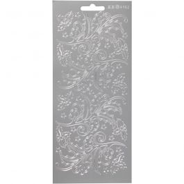 Sticker, Stechpalme/Ilex, Blatt 10x23 cm, Silber, 1 Bl. [HOB-170253]