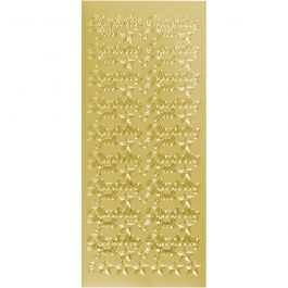 Sticker, Glædelig jul, Blatt 10x23 cm, Gold, 1 Bl. [HOB-170283]