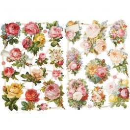 Vintage-Glanzbilder, Rosen, Blatt 16,5x23,5 cm, 2 Bl./ 1 Pck [HOB-19353]