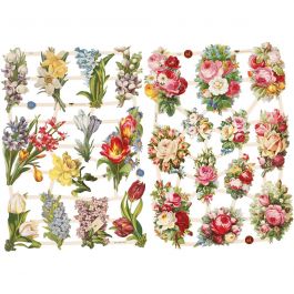 Vintage-Glanzbilder, Frühlingsblumen, Blatt 16,5x23,5 cm, 2 Bl./ 1 Pck [HOB-19354]