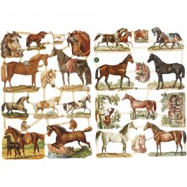 Découpes vintage, chevaux, feuille 16,5x23,5 cm, 2 flles/ 1 Pq. [HOB-19356]