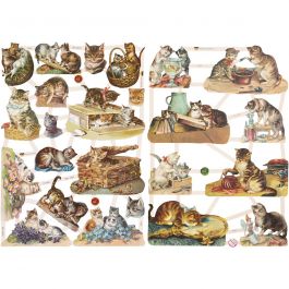 Découpes vintage, chats, feuille 16,5x23,5 cm, 2 flles/ 1 Pq. [HOB-19357]
