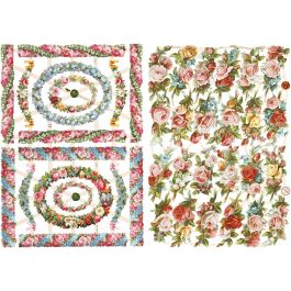Vintage-Glanzbilder, Kleine Blumen, Blatt 16,5x23,5 cm, 2 Bl./ 1 Pck [HOB-19359]