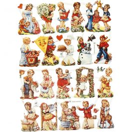Vintage-Glanzbilder, Kinder nostalgisch, Blatt 16,5x23,5 cm, 2 Bl./ 1 Pck [HOB-19363]