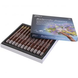 Pastels à la cire aquarellables, brun foncé, 12 pièces/ 1 Pq. [HOB-427376]