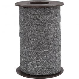 Ruban cadeau, L : 10 mm, paillettes, noir, 100 m/ 1 rouleau [HOB-20229]