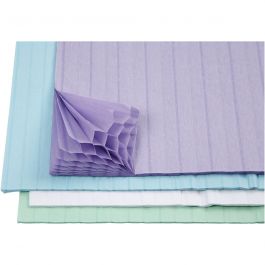 Papier nid d'abeille, feuille 28x17,8 cm, bleu clair, vert, violet, blanc, 4x2 flles/ 1 Pq. [HOB-204940]
