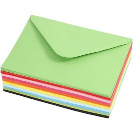 Enveloppes couleur, dimension enveloppes 11,5x16 cm, 80 gr, ass. de couleurs, 10x10 pièces/ 1 Pq. [HOB-20620]