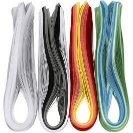 Quilling-Streifen, L 78 cm, B 5 mm, 120 g, Sortierte Farben, 12x100 Stk/ 1 Pck [HOB-20799]