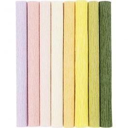 Papier Crépon, feuille 25x60 cm, Crêpé à 180%, 105 gr, couleurs pastel, 8 flles/ 1 Pq. [HOB-209001]