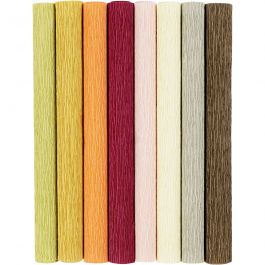 Papier Crépon, feuille 25x60 cm, Crêpé à 180%, 105 gr, couleurs pastel, 8 flles/ 1 Pq. [HOB-209002]