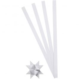Bandes de papier étoiles, L : 45 cm, L : 10 mm, d 4,5 cm, blanc, 100 bandes/ 1 Pq. [HOB-209310]