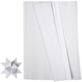 Bandes de papier étoiles, L : 45 cm, L : 15 mm, d 6,5 cm, blanc, 500 bandes/ 1 Pq. [HOB-20933]