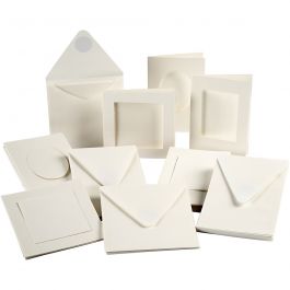 Cartes passe-partout, dimension carte 10,5x15 + 12,5x12,5 cm, Le contenu peut varier , blanc cassé, 50 set/ 1 Pq. [HOB-21080]
