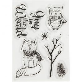 Timbres designs, hibou et renard, dim. 10,5x15 cm, 1 flles [HOB-21583]