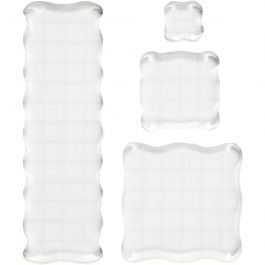Acrylblock, Größe 2,5x2,5+5x5+7,6x7,6+5x16,5 cm, Dicke 1 cm, 4 Stk/ 1 Pck [HOB-21586]