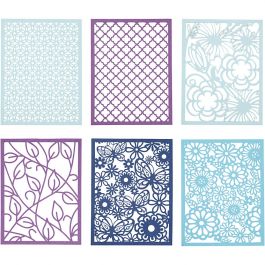 Block aus Karton mit Spitzen-Muster, A6, Blatt 104x146 mm, 200 g, Blau, Hellblau, Dunkelblau, Flieder, 24 Stk/ 1 Pck [HOB-21607]