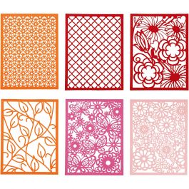 Block aus Karton mit Spitzen-Muster, A6, Blatt 104x146 mm, 200 g, Orange, Pink, Rot, Rosa, 24 Stk/ 1 Pck [HOB-21608]