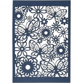 Papier cartonné motif dentelle, feuille 10,5x15 cm, 200 gr, bleu, 10 pièces/ 1 Pq. [HOB-216914]