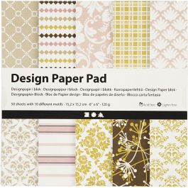 Bloc de papier design, feuille 15,2x15,2 cm, 120 gr, vert, rose, 50 flles/ 1 Pq. [HOB-225911]