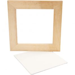 Leinwandplatte mit Holzrahmen, Größe 15x15x0,3 cm, Weiß, 1 Stk [HOB-226200]