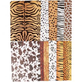 Papier cartonné à motifs animaux, A4, feuille 210x297 mm, 300 gr, 100 flles/ 1 Pq. [HOB-22984]