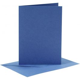 Cartes et enveloppes, dimension carte 10,5x15 cm, dimension enveloppes 11,5x16,5 cm, 110+220 gr, bleu, 6set/ 1 Pq. [HOB-23014]