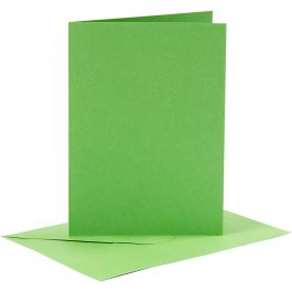 Cartes et enveloppes, dimension carte 10,5x15 cm, dimension enveloppes 11,5x16,5 cm, 110+220 gr, vert, 6 set/ 1 Pq. [HOB-23015]
