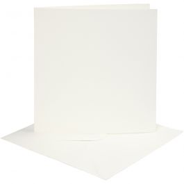 Cartes et enveloppes, dimension carte 15,2x15,2 cm, dimension enveloppes 16x16 cm, 220 gr, blanc cassé, 4 set/ 1 Pq. [HOB-230542]