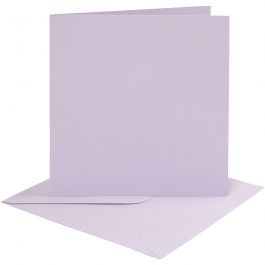 Cartes et enveloppes, dimension carte 15,2x15,2 cm, dimension enveloppes 16x16 cm, 210 gr, mauve clair, 4 set/ 1 Pq. [HOB-230543]