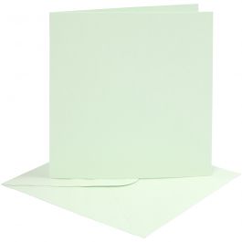 Cartes et enveloppes, dimension carte 15,2x15,2 cm, dimension enveloppes 16x16 cm, 210 gr, vert clair, 4 set/ 1 Pq. [HOB-230546]