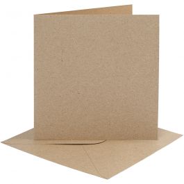 Cartes et enveloppes, dimension carte 15,2x15,2 cm, dimension enveloppes 16x16 cm, 230 gr, naturel, 4 set/ 1 Pq. [HOB-230552]