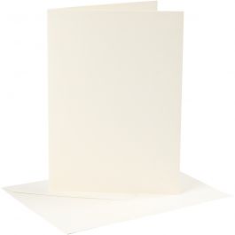 Cartes et enveloppes, dimension carte 12,7x17,8 cm, dimension enveloppes 13,3x18,5 cm, 220 gr, blanc cassé, 4set/ 1 Pq. [HOB-230562]