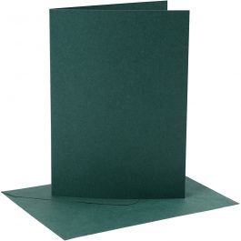 Cartes et enveloppes, dimension carte 12,7x17,8 cm, dimension enveloppes 13,3x18,5 cm, 230 gr, vert foncé, 4 set/ 1 Pq. [HOB-230563]