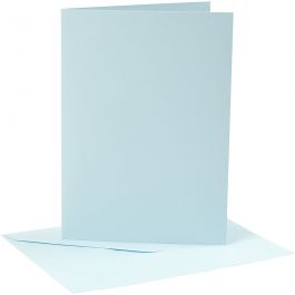 Cartes et enveloppes, dimension carte 12,7x17,8 cm, dimension enveloppes 13,3x18,5 cm, 220 gr, bleu clair, 4 set/ 1 Pq. [HOB-230564]
