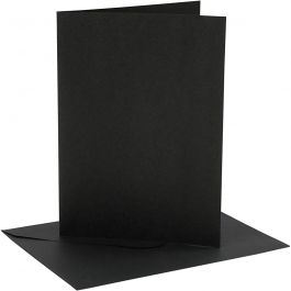 Cartes et enveloppes, dimension carte 12,7x17,8 cm, dimension enveloppes 13,3x18,5 cm, 230 gr, noir, 4 set/ 1 Pq. [HOB-230567]