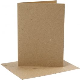 Cartes et enveloppes, dimension carte 12,7x17,8 cm, dimension enveloppes 13,3x18,5 cm, 230 gr, naturel, 4 set/ 1 Pq. [HOB-230568]