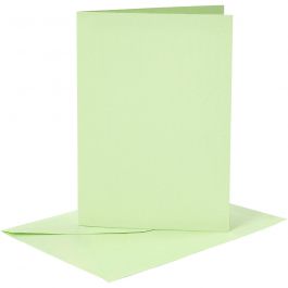 Cartes et enveloppes, dimension carte 10,5x15 cm, dimension enveloppes 11,5x16,5 cm, 120+210 gr, vert clair, 6 set/ 1 Pq. [HOB-23104]