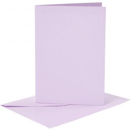 Cartes et enveloppes, dimension carte 10,5x15 cm, dimension enveloppes 11,5x16,5 cm, 120+210 gr, mauve clair, 6 set/ 1 Pq. [HOB-23105]