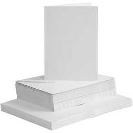 Cartes & Enveloppes, dimension carte 10,5x15 cm, dimension enveloppes 11,5x16,5 cm, blanc, 50sets [HOB23111]