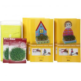 Figuren mit Kressetablett - Sortiment, H 20 cm, Weiß, 30 Set/ 1 Pck [HOB-23324]