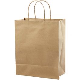 Papiertüten, H 33 cm, B 26x13 cm, 125 g, Braun, 10 Stk/ 1 Pck [HOB-23368]
