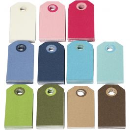 Farbige Geschenkanhänger, Größe 6x3 cm, Inhalt kann variieren , Sortierte Farben, 200 sort./ 1 Pck [HOB-234010]
