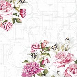 Serviettes de table, roses, dim. 33x33 cm, 20 pièces/ 1 Pq. [HOB-234732]