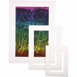 Passepartout-Rahmen, A3,A4,A5, Größe 17x23 + 25x34 + 35+48 cm, Dicke 0,4 mm, 270 g, Weiß, 75 Stk/ 1 Pck [HOB-23601]