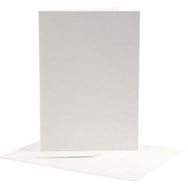 Cartes et enveloppes, dimension carte 12,5x17,5 cm, dimension enveloppes 14x19 cm, blanc cassé, 10 set/ 1 Pq. [HOB-23706]